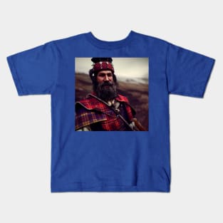 Scottish Highlander in Clan Tartan Kids T-Shirt